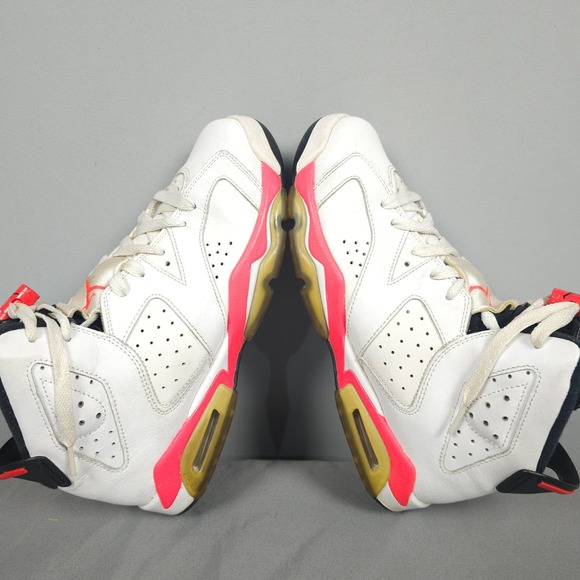 Nike Air Jordan 6 Shoes Boy 6.5y White Infrared Retro Leather Lace Up - Picture 5 of 16